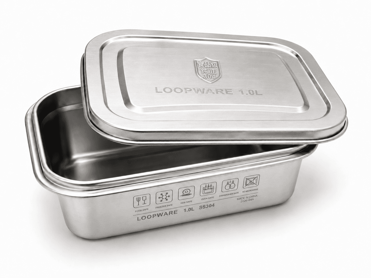 Loopware 1.0L stainless steel container with its steel lid